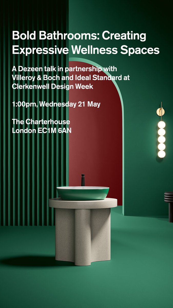 Dezeen (@dezeen) on Twitter photo Join our talk during Clerkenwell Design Week (<a href="/CDWfestival/">Clerkenwell Design Week</a>) showcasing the work of designers who are creating bold, expressive bathroom designs.
Get your tickets here: eventbrite.co.uk/e/dezeen-prese… Join our talk during Clerkenwell Design Week (<a href="/CDWfestival/">Clerkenwell Design Week</a>) showcasing the work of designers who are creating bold, expressive bathroom designs.
Get your tickets here: eventbrite.co.uk/e/dezeen-prese…