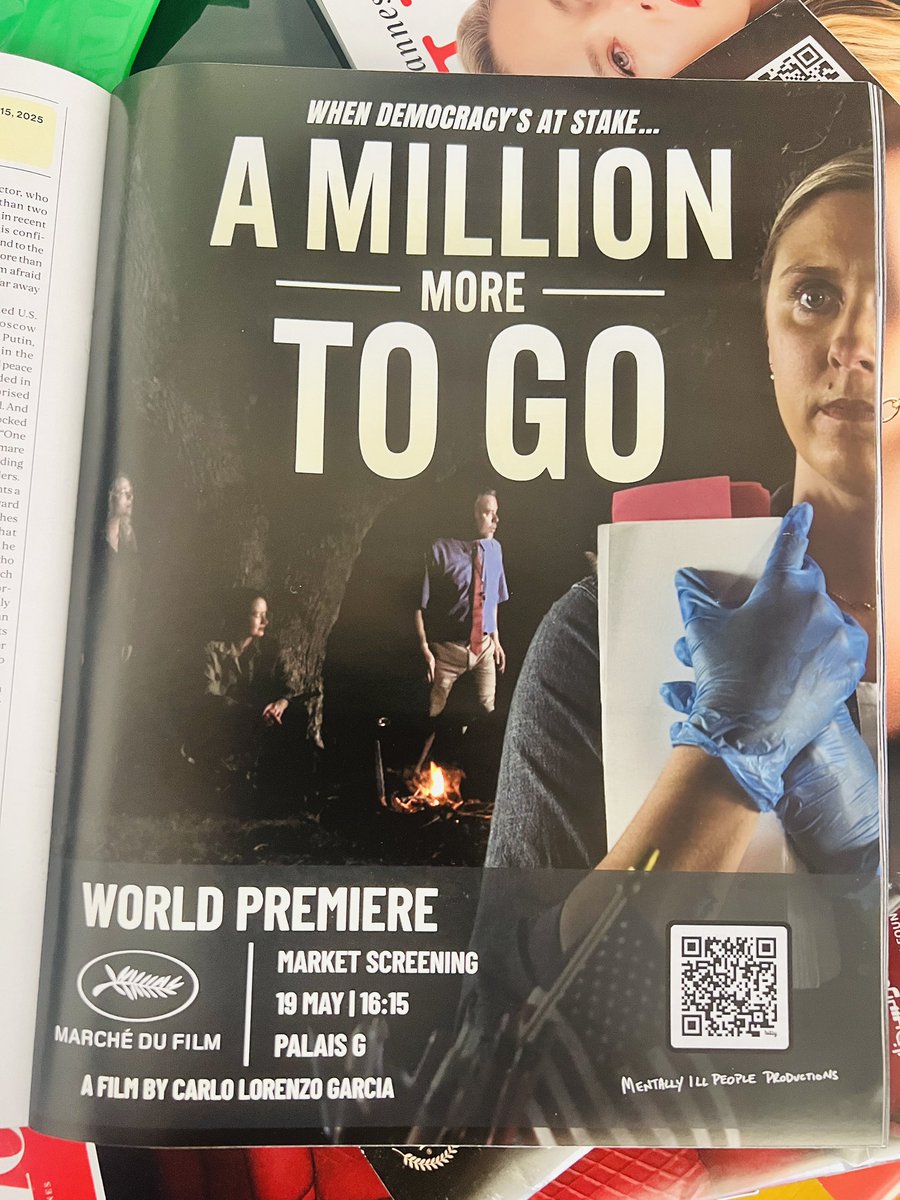 Carlo Lorenzo García (@carlolgarcia) on Twitter photo Don’t forget to pick up a copy of <a href="/Variety/">Variety</a> Cannes Daily today.
There’s a full page ad for A MILLION MORE TO GO (<a href="/AMillionFilm/">A Million More To Go</a>) screening at <a href="/mdf_cannes/">Marché du Film</a>
#MarcheDuFilm #MDF2025 #Cannes2025 Don’t forget to pick up a copy of <a href="/Variety/">Variety</a> Cannes Daily today.
There’s a full page ad for A MILLION MORE TO GO (<a href="/AMillionFilm/">A Million More To Go</a>) screening at <a href="/mdf_cannes/">Marché du Film</a>
#MarcheDuFilm #MDF2025 #Cannes2025