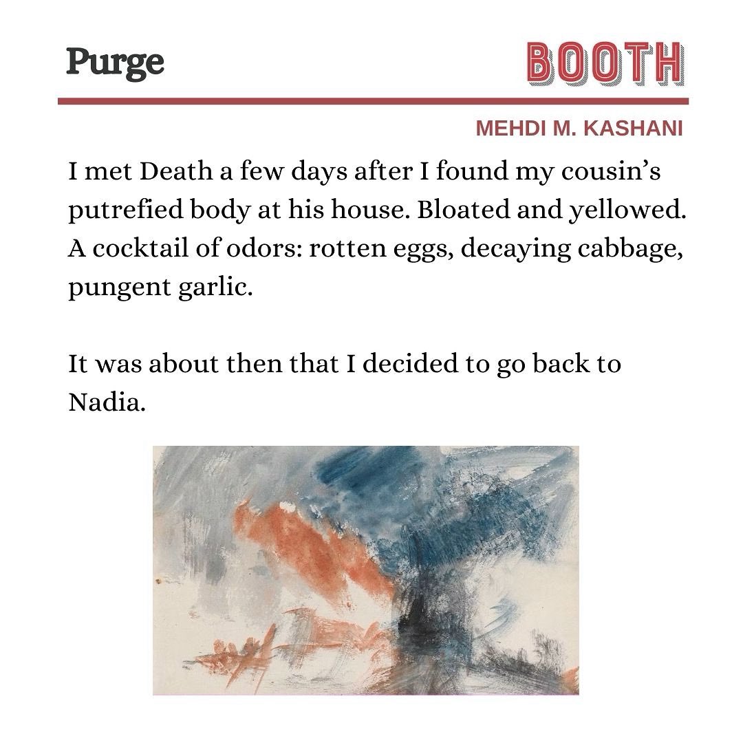 BOOTH—Submissions Now Open! (@boothajournal) on Twitter photo Read "Purge," a new short story by <a href="/mehdimk/">Mehdi M. Kashani</a>, at booth.butler.edu now! #fiction #litmag #WritingCommmunity Read "Purge," a new short story by <a href="/mehdimk/">Mehdi M. Kashani</a>, at booth.butler.edu now! #fiction #litmag #WritingCommmunity