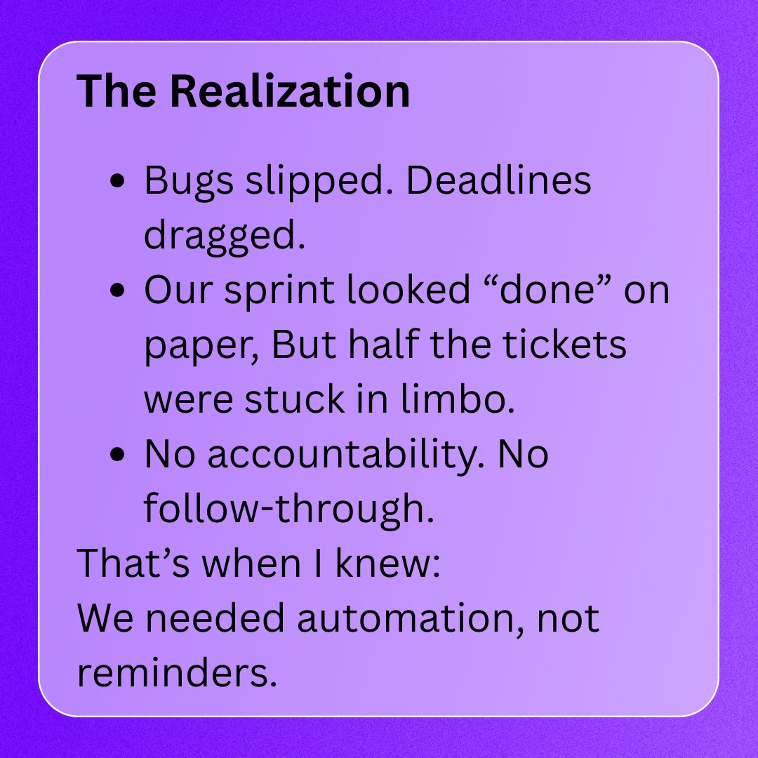 Piyush_Jh_a's tweet image. Stuck PRs and missed reviews were slowing our devs down, code was done, but nothing moved forward.

This thread shows how we fixed our workflow with ClickUp Automations to speed up reviews, cut bugs, and save 6–8 hrs/week.

@clickup  #ClickUpAutomation