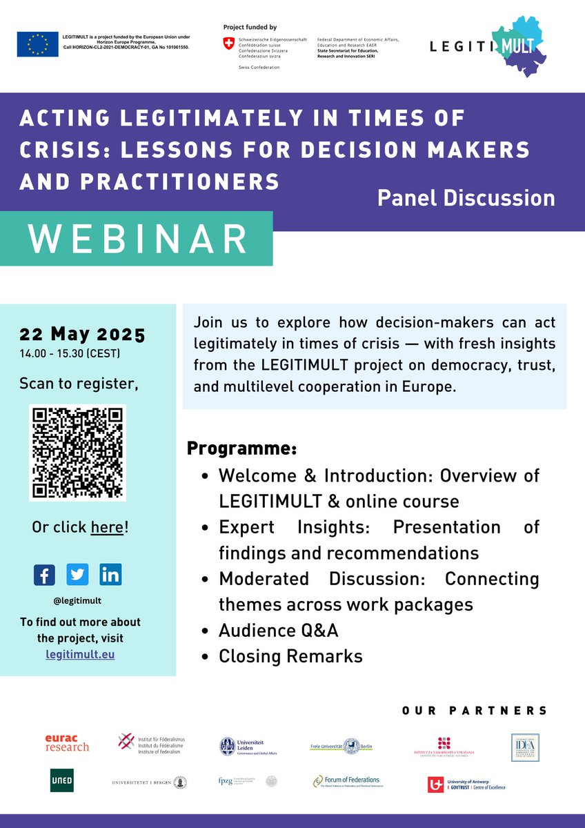 International IDEA (@int_idea) on Twitter photo 📢 Are you a policymaker or practitioner tackling complex crises?
🔔 Join this <a href="/legitimult/">LEGITIMULT</a> webinar on 22 May for a timely discussion on how decision-makers can uphold legitimacy during crises.
🧠 Explore key findings, expert insights, practical lessons, and a preview of 📢 Are you a policymaker or practitioner tackling complex crises?
🔔 Join this <a href="/legitimult/">LEGITIMULT</a> webinar on 22 May for a timely discussion on how decision-makers can uphold legitimacy during crises.
🧠 Explore key findings, expert insights, practical lessons, and a preview of