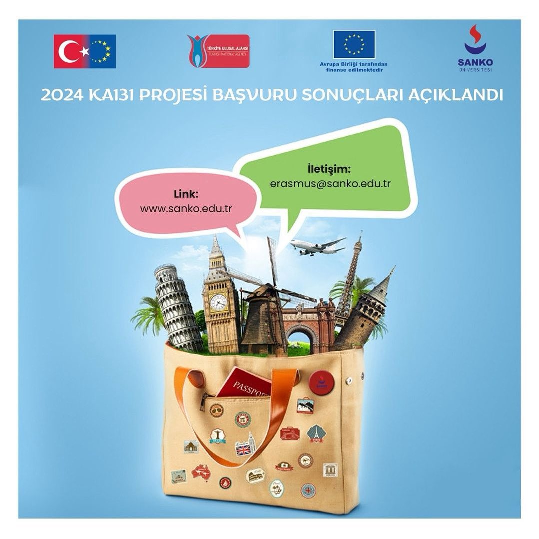 SANKO Üniversitesi (@sankouniversite) on Twitter photo 2024 KA131 Projesi Başvuru Sonuçları Açıklandı!
Sonuçlara ulaşmak için:
🔗 sanko.edu.tr
📩 İletişim: erasmus@sanko.edu.tr
Tüm adaylara başarılar dileriz!
#ErasmusPlus #KA131 #SankoÜniversitesi 2024 KA131 Projesi Başvuru Sonuçları Açıklandı!
Sonuçlara ulaşmak için:
🔗 sanko.edu.tr
📩 İletişim: erasmus@sanko.edu.tr
Tüm adaylara başarılar dileriz!
#ErasmusPlus #KA131 #SankoÜniversitesi