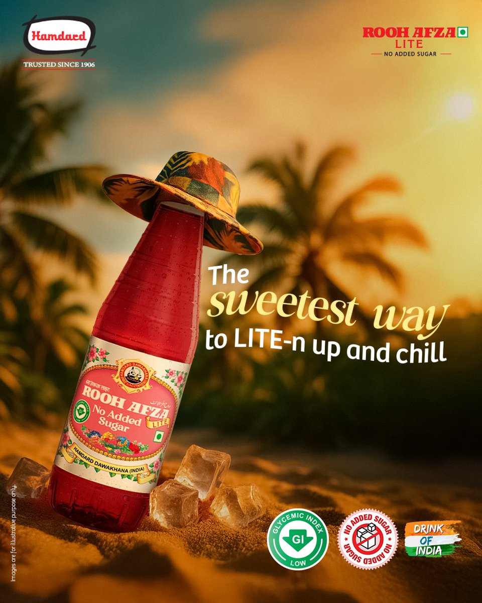 HamdardFoods's tweet image. Get RoohAfza LITE this summer to feel liter than just light.​
No added sugar. Just full-on flavour and chill.

#RoohAfzaLITE #NoAddedSugar #SummerWithRoohAfzaLite #IconicTasteLITE #HamdardRoohAfzaLite