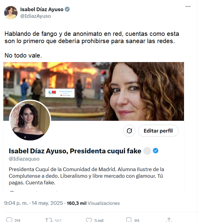 Parece que a mi otro yo no le gusta esta cuenta.

Hacedle caso, no me sigáis y no difundáis.

x.com/IdiazAyuso/sta…