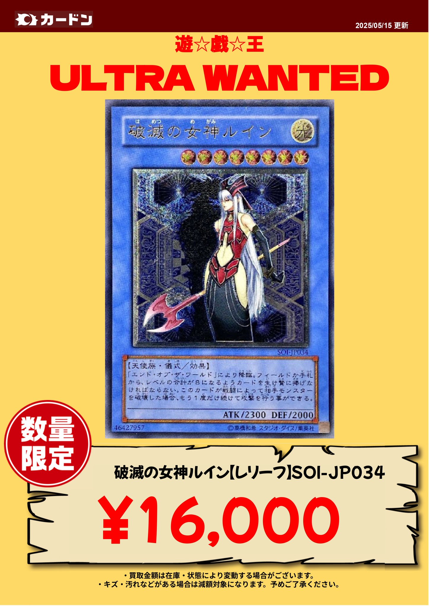 遊戯王 破滅の女神ルイン ダブルエラーカード 英語版 MP18-EN231 Ruin