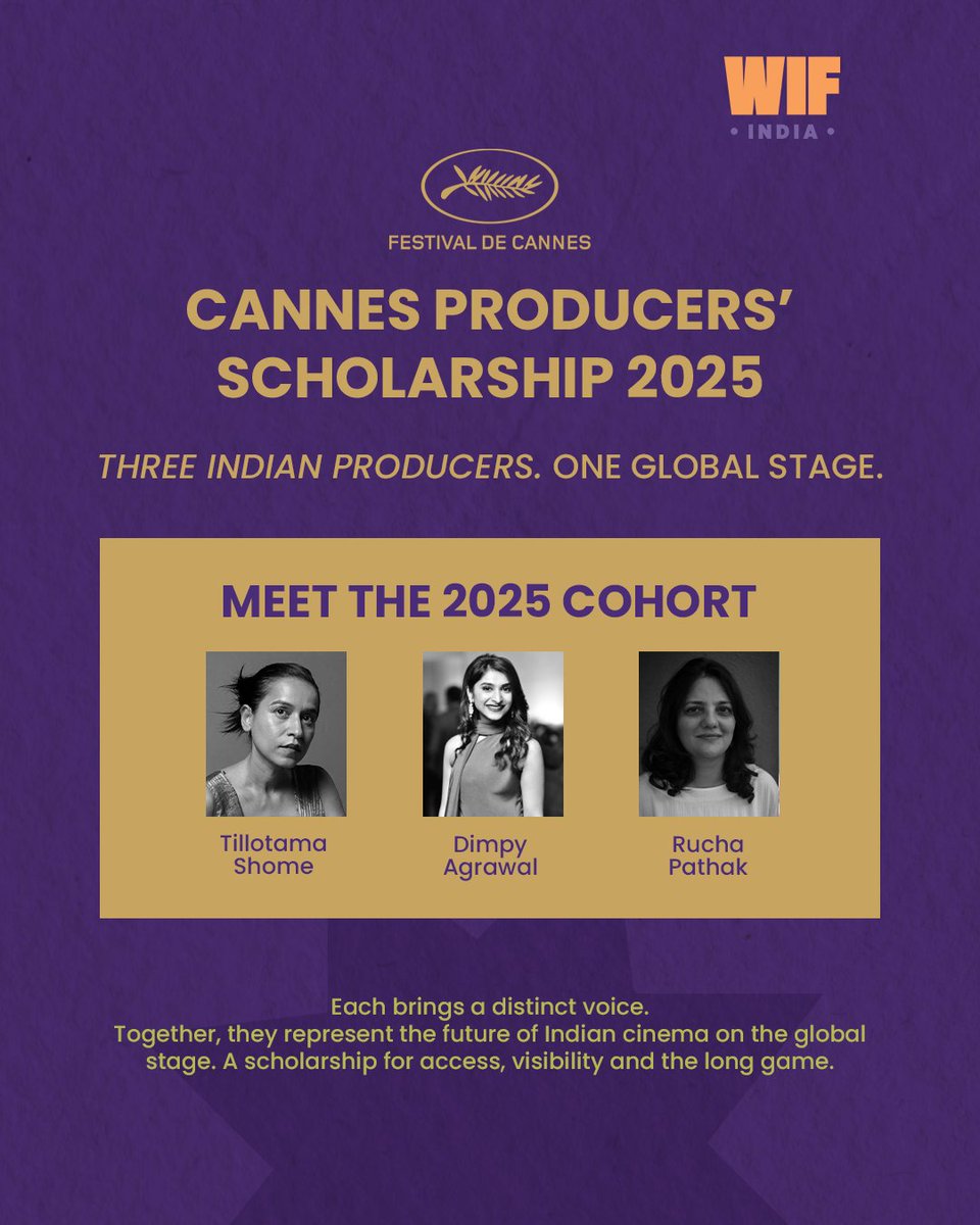 Guneet Monga Kapoor (@guneetm) on Twitter photo We proudly launch Women in Film India with @womeninfilmla — a movement to uplift women in film, TV & digital media.
Our 1st initiative, the Cannes Producers Scholarship, supports <a href="/TillotamaShome/">Tillotama Shome</a>, <a href="/roo_cha/">Rucha Pathak</a> & Dimpy Agrawal at #Cannes2025.
JOIN US 👉 womeninfilmindia.org
#WIF We proudly launch Women in Film India with @womeninfilmla — a movement to uplift women in film, TV & digital media.
Our 1st initiative, the Cannes Producers Scholarship, supports <a href="/TillotamaShome/">Tillotama Shome</a>, <a href="/roo_cha/">Rucha Pathak</a> & Dimpy Agrawal at #Cannes2025.
JOIN US 👉 womeninfilmindia.org
#WIF