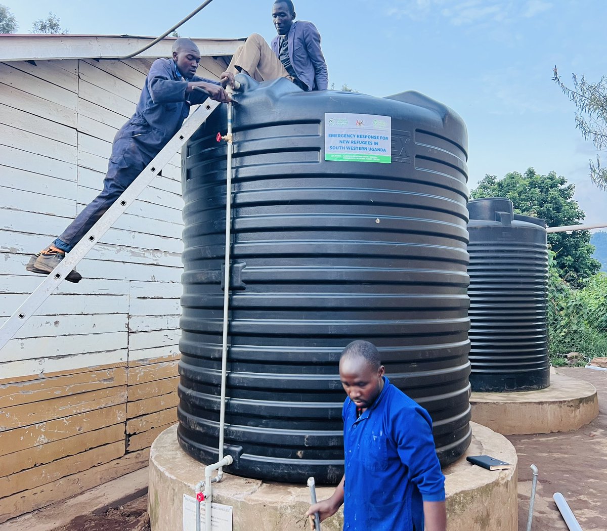 Hunger Fighters Uganda (@hungerfightersu) on Twitter photo The installation of 4 tanks & repair of several taps at Nyakabande and Matanda transit centers now assures the availability and access to about 40k litres off the many urgent WASH needs.
Great thanks to the support from <a href="/Welthungerhilfe/">Welthungerhilfe (WHH)</a>
<a href="/WHH_Uganda/">WHH Uganda – Welthungerhilfe</a>
<a href="/HungerFightersU/">Hunger Fighters Uganda</a> The installation of 4 tanks & repair of several taps at Nyakabande and Matanda transit centers now assures the availability and access to about 40k litres off the many urgent WASH needs.
Great thanks to the support from <a href="/Welthungerhilfe/">Welthungerhilfe (WHH)</a>
<a href="/WHH_Uganda/">WHH Uganda – Welthungerhilfe</a>
<a href="/HungerFightersU/">Hunger Fighters Uganda</a>