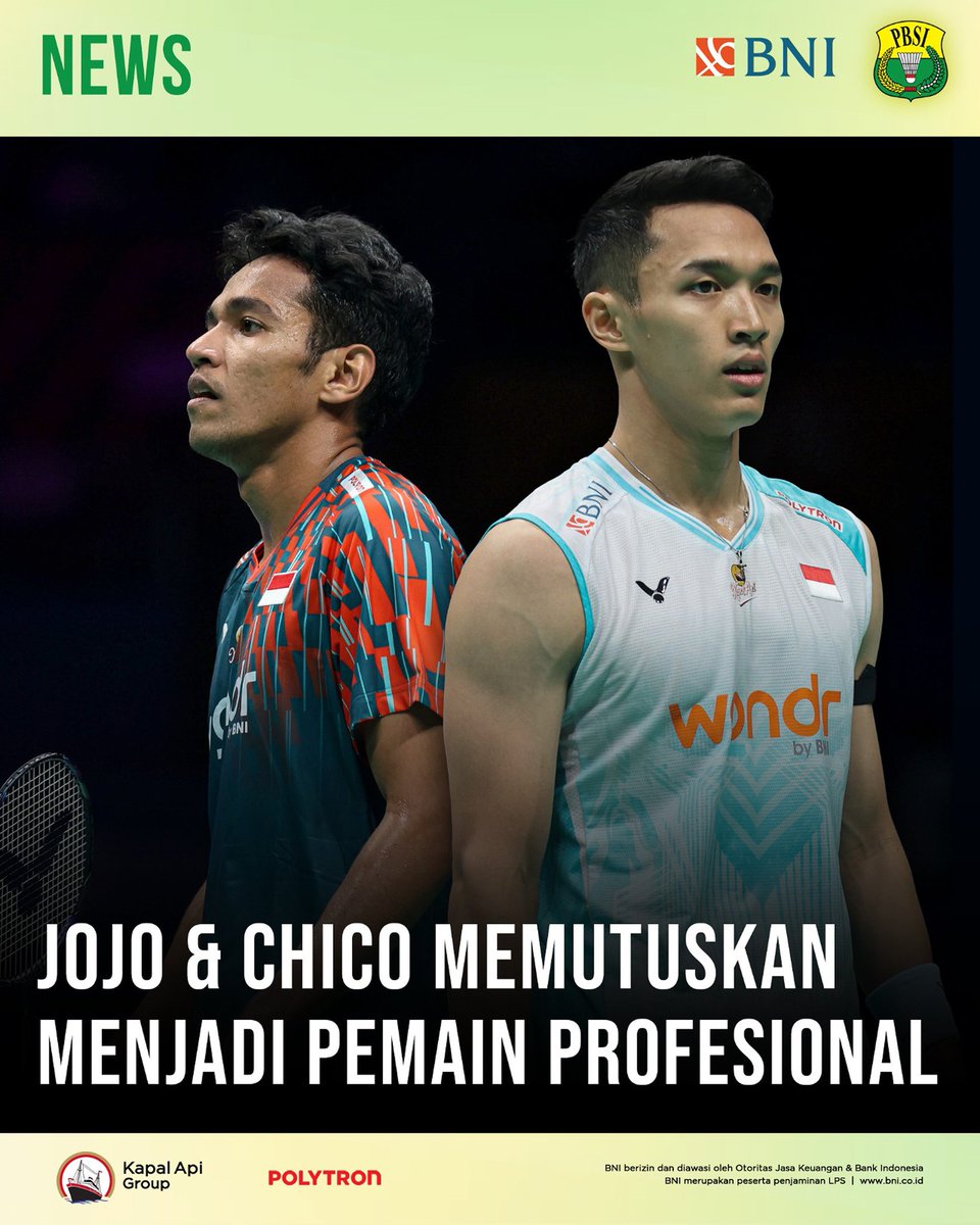 Jonatan Christie dan Chico Aura Dwi Wardoyo memutuskan untuk memasuki fase baru menjadi pemain profesional dan tidak lagi berlatih di pelatnas PBSI.

PBSI menghormati keputusan ini sebagai bentuk transformasi menuju sistem pembinaan yang lebih adaptif, fleksibel namun tetap