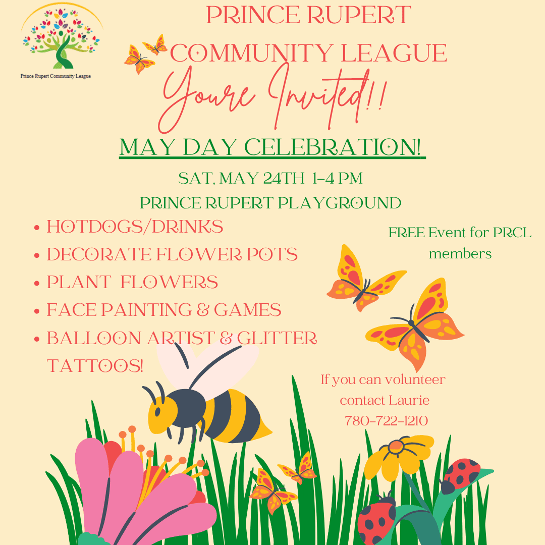 Hello #PRCL members,
Our annual #MayDay event is planned for Saturday, May 24th from 1-4 pm.
We will have flowers to plant, lots of food and plenty of games to play!! Come out and have fun!

If you can help volunteer, we are looking for coverage in 1 hr shifts. #yeg #EFCL