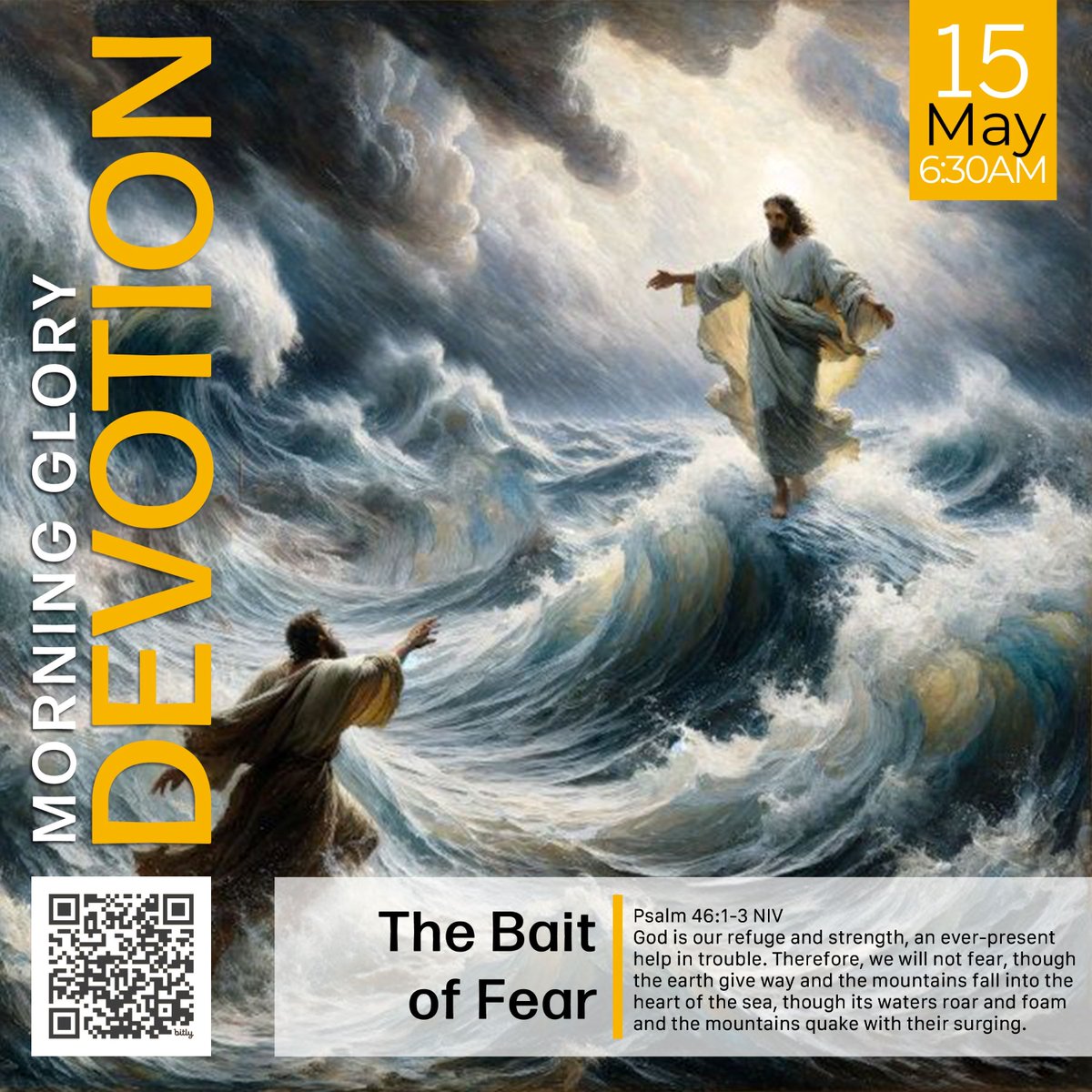 🎣 Fear is bait. Don’t take it. Fix your eyes on Jesus, not the storm. Today’s devotion, The Bait of Fear, will encourage you to do so. bit.ly/MGD150525