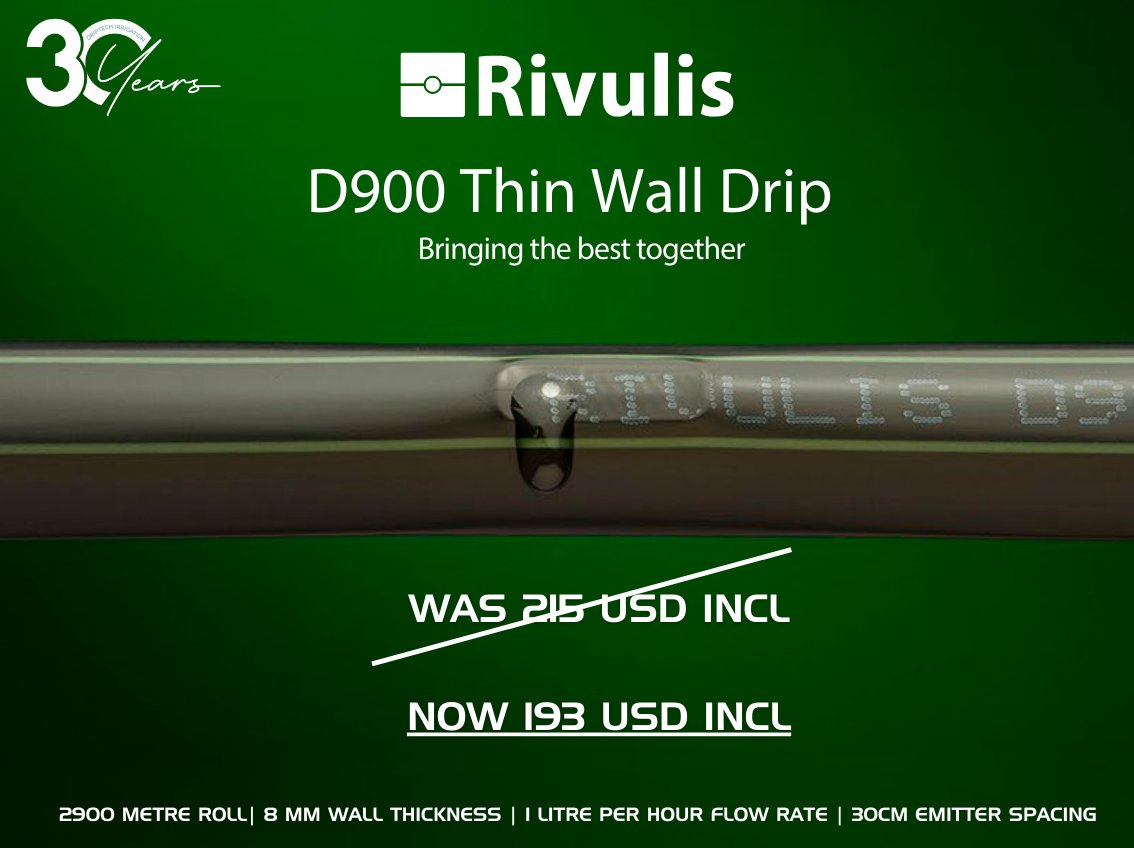 DriptechI's tweet image. DripTech turns 30! 

From the original DripTrek to Rivulis Drip Line, we’ve always championed innovation in drip irrigation.

Celebrate with us: 

Get 10% off ALL Rivulis Drip Line for one month only at all DripTech branches! 

 #DripTech30 #Irrigation