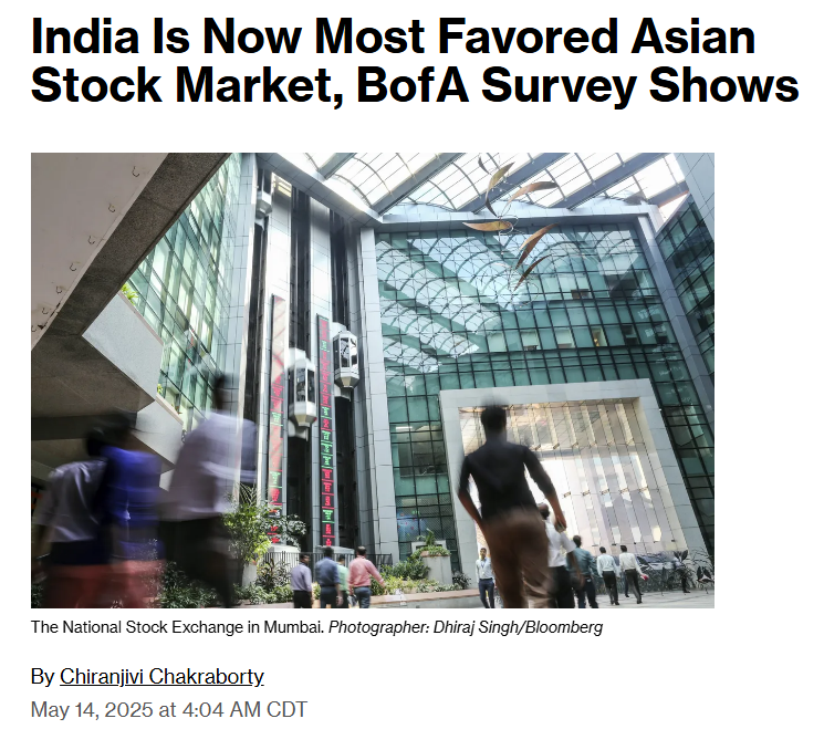 🚨 BREAKING : "Secondo un recente sondaggio di Bank of America, gli investitori sono più ottimisti sull'India rispetto a qualsiasi altro mercato asiatico"