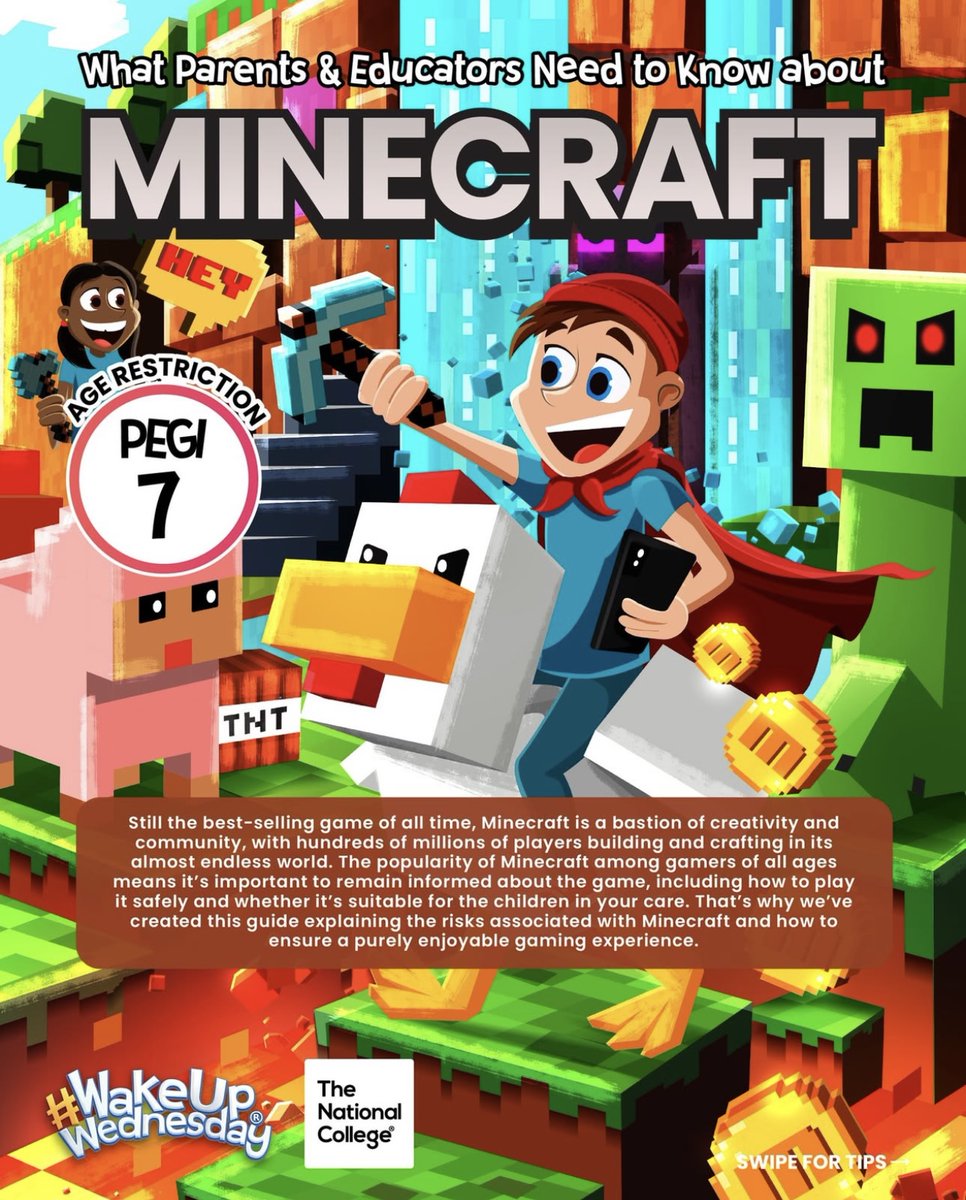 TrinityAcademyH's tweet image. Block out online risks in Minecraft ⛏🛡️ With millions of players chatting and creating - and interest rising again after April’s movie release - our #WakeUpWednesday guide helps parents and educators keep young gamers safe in this endlessly popular sandbox title 🧱🎮