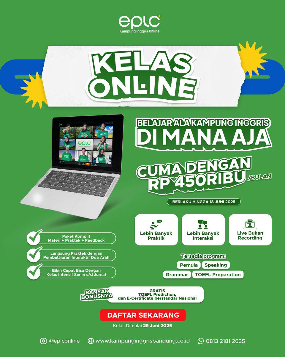 inggrisbdg's tweet photo. 📞 Info &amp; Pendaftaran:
📱 0813 2181 2635
🌐 https://t.co/vUbj2U7Gym
💬 Konsultasi GRATIS sekarang! Jangan sampai kehabisan kuota! 💥 https://t.co/75vtIeoZgG