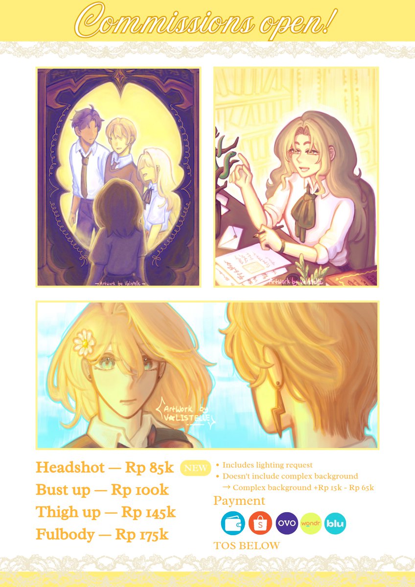 Urgent Commissions! 
— Locals only 🇮🇩

Masih urgent comm guys, aku butuh uang yang lumayan banyak jadi untuk kali ini open untuk full illustration saja, dan pricelistnya aku naikin
More info di thread bawah

Rts &amp; likes are very helpful 🤍