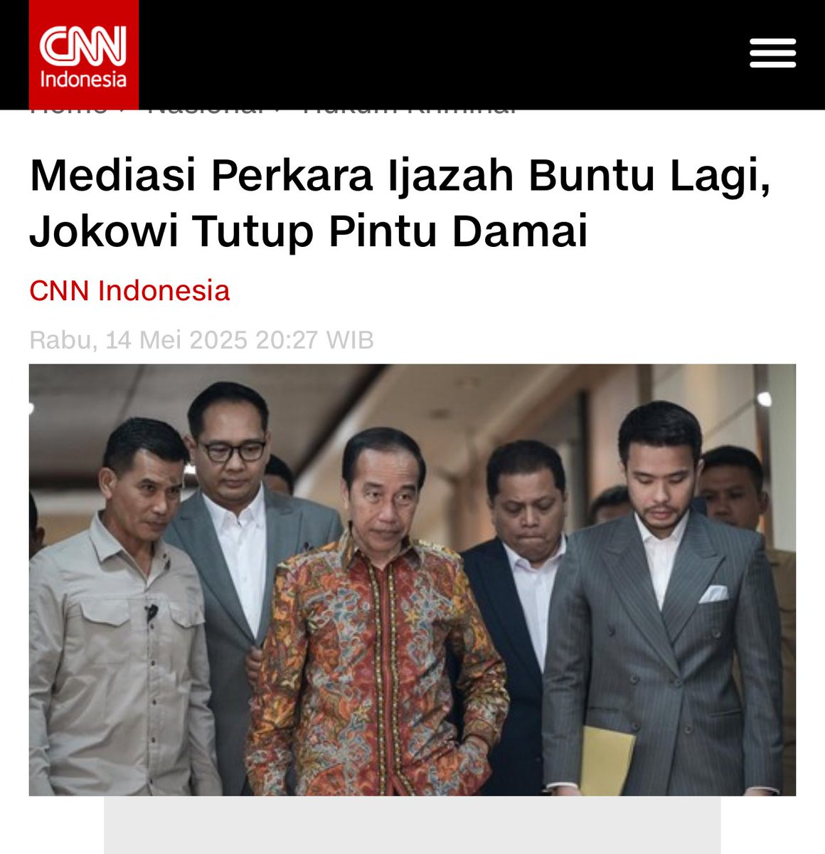 Jokowi harus ‘menebus dosa’ karena selama menjabat, membiarkan para pihak menghina, menyebarkan hoax, memfitnah dan sebagainya, sehingga gaduh negeri ini. 

Cara ‘menebus dosa’ adalah: pada kasus ini, Jokowi jangan pernah berdamai dan harus terus berupaya untuk memenjarakan