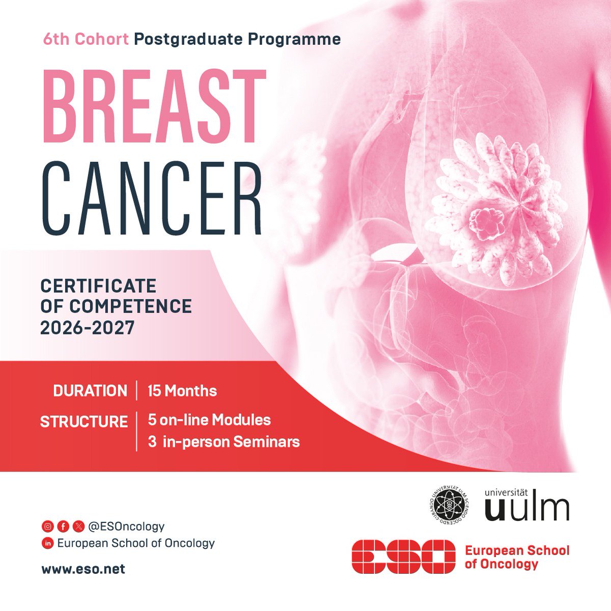 ESOncology (@esoncology) on Twitter photo As <a href="/myESMO/">ESMO - Eur. Oncology</a> unfolds, a reminder: education drives progress.
The Certificate of Competence in Breast Cancer (CCB), by ESO & Ulm University, empowers clinical & scientific expertise.
๐ 15 months | 14 ECTS | Hybrid learning
๐ bit.ly/CCB62026
Apply by 15 Sept 2025! As <a href="/myESMO/">ESMO - Eur. Oncology</a> unfolds, a reminder: education drives progress.
The Certificate of Competence in Breast Cancer (CCB), by ESO & Ulm University, empowers clinical & scientific expertise.
๐ 15 months | 14 ECTS | Hybrid learning
๐ bit.ly/CCB62026
Apply by 15 Sept 2025!