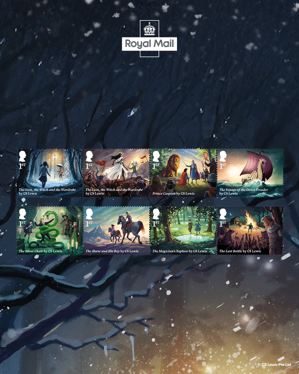 Royal Mail (@royalmail) on Twitter photo Announced today: The Chronicles of Narnia Stamps & Collectibles, arriving from the world beyond the wardrobe 🦁🧙🏻♀️🚪
Celebrate 75 years with magical new stamps inspired by The Chronicles of Narnia.
Explore the collection illustrated by <a href="/RobinsonKH/">Keith Robinson</a> now: shop.royalmail.com/special-stamp-… Announced today: The Chronicles of Narnia Stamps & Collectibles, arriving from the world beyond the wardrobe 🦁🧙🏻♀️🚪
Celebrate 75 years with magical new stamps inspired by The Chronicles of Narnia.
Explore the collection illustrated by <a href="/RobinsonKH/">Keith Robinson</a> now: shop.royalmail.com/special-stamp-…