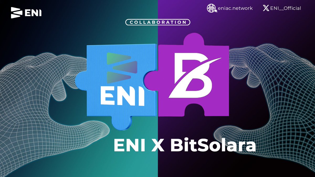 ENI__Official's tweet photo. Big news — @ENI__Official x @bitsolara is official! 🚀
This collaboration brings together #ENI’s decentralized infrastructure with #BitSolara’s forward-thinking approach to digital asset integration and community scaling.
Together, we’re aligning innovation with execution—paving the way for faster, smarter, and more secure Web3 ecosystems. ⚡️
#ENIxBitSolara #Web3Partnership #BlockchainInfra #DecentralizedFuture