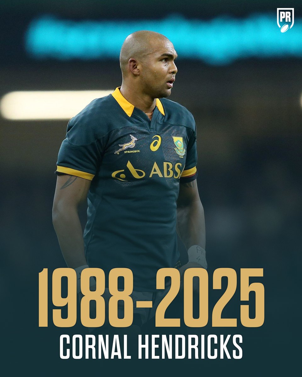 🇿🇦 Terrible news this morning as former Springboks winger Cornal Hendricks has died at 37. RIP. 🕊️