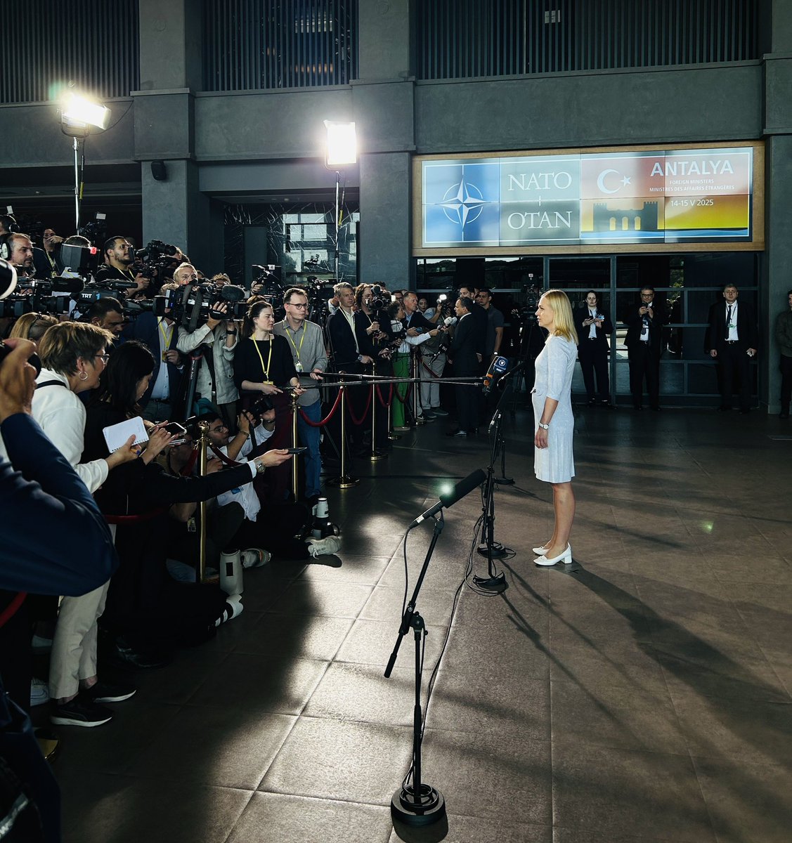 Finland at NATO (@finlandatnato) on Twitter photo ”NATO Allies are committed to taking significant steps to bolster their defence capabilities. We will also continue our efforts towards a just and lasting peace in Ukraine.”
Minister <a href="/elinavaltonen/">Elina Valtonen</a> at the informal meeting of #NATO Foreign Ministers in Antalya, Türkiye. ”NATO Allies are committed to taking significant steps to bolster their defence capabilities. We will also continue our efforts towards a just and lasting peace in Ukraine.”
Minister <a href="/elinavaltonen/">Elina Valtonen</a> at the informal meeting of #NATO Foreign Ministers in Antalya, Türkiye.