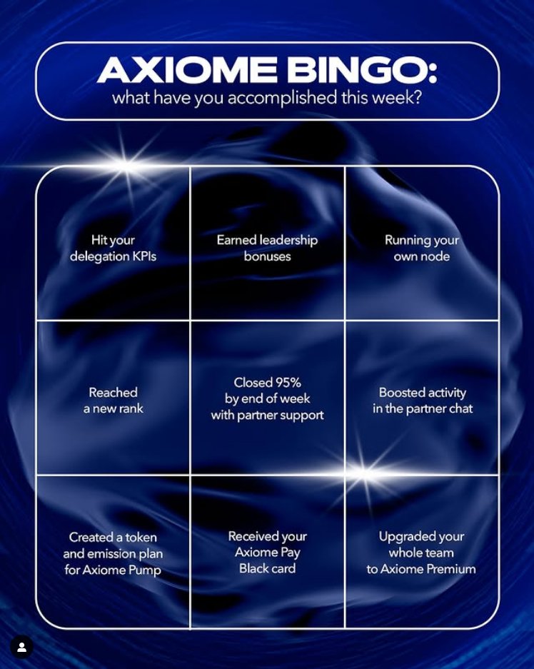 🎯 AXIOME BINGO TIME 🧩
Which boxes did YOU crush this week? 💥
💸 Delegated ✅
🏅 New rank ✅
🧠 Pump token setup ✅
💳 Axiome Pay Black ✅
💬 Partner chat on fire ✅
Only real builders get a full row 💼🔥
#AXM #Axiome #CryptoHustle #BingoBoss #Web3Grind 🧠🚀💙