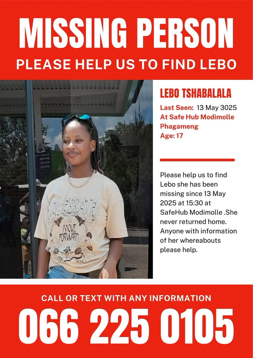 Tsele_MK's tweet image. 📌 Missing Person Alert 
#MissingpersonAlert