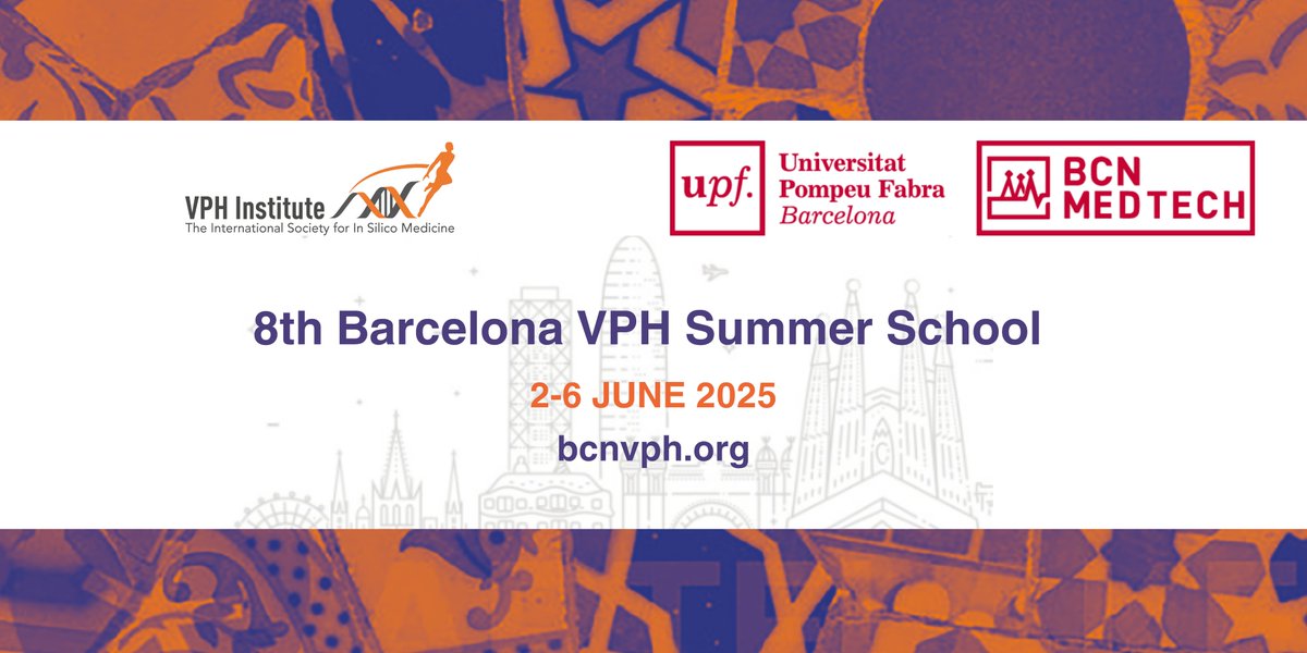 ⏳ Just a few days left to register for the 8th VPH Summer School!
Join us in Barcelona and dive into the world of #insilicomedicine
📅 Deadline: 19 May 2025 – spread the word to your students &amp; colleagues!
👉 eventum.upf.edu/125390/detail/…

#VPHSummerSchool #SummerSchool
