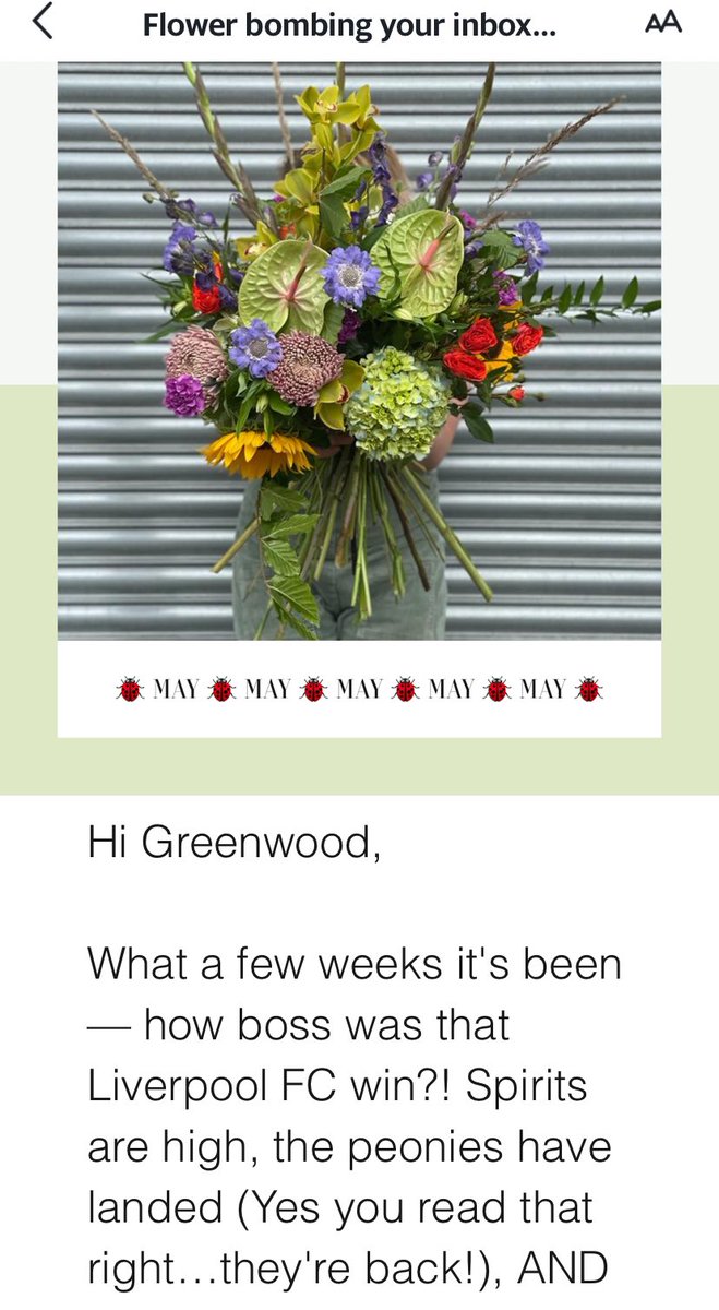 This marketing email from Booker Flowers 🌹 tickled me 😂
