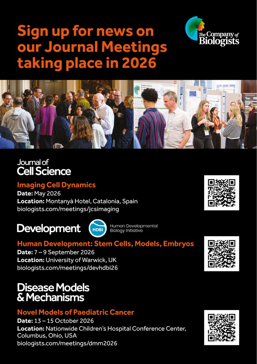 Our Journal Meetings return in 2026. Find out more and sign up for registration and abstract updates at biologists.com/meetings/