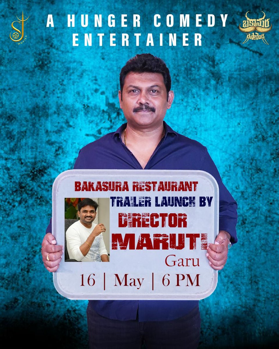 Sriram Murthy (@murthymallala) on Twitter photo Actor #Praveen's #BakasuraRestaurant ♨️🍲 Trailer Launch by <a href="/DirectorMaruthi/">Director Maruthi</a> Garu Tomorrow at 6️⃣ PM !
A Hunger Comedy Entertainer
A film by #SJShiva 🎬
🌟ing <a href="/harshachemudu/">harsha chemudu</a> #ShinningPhani #KrishnaBhagavan #Srikanthiyengar #LakshmaiahAchari #JanardhanAchari under <a href="/SJ_Movies/">SJMovies_Official</a> Actor #Praveen's #BakasuraRestaurant ♨️🍲 Trailer Launch by <a href="/DirectorMaruthi/">Director Maruthi</a> Garu Tomorrow at 6️⃣ PM !
A Hunger Comedy Entertainer
A film by #SJShiva 🎬
🌟ing <a href="/harshachemudu/">harsha chemudu</a> #ShinningPhani #KrishnaBhagavan #Srikanthiyengar #LakshmaiahAchari #JanardhanAchari under <a href="/SJ_Movies/">SJMovies_Official</a>
