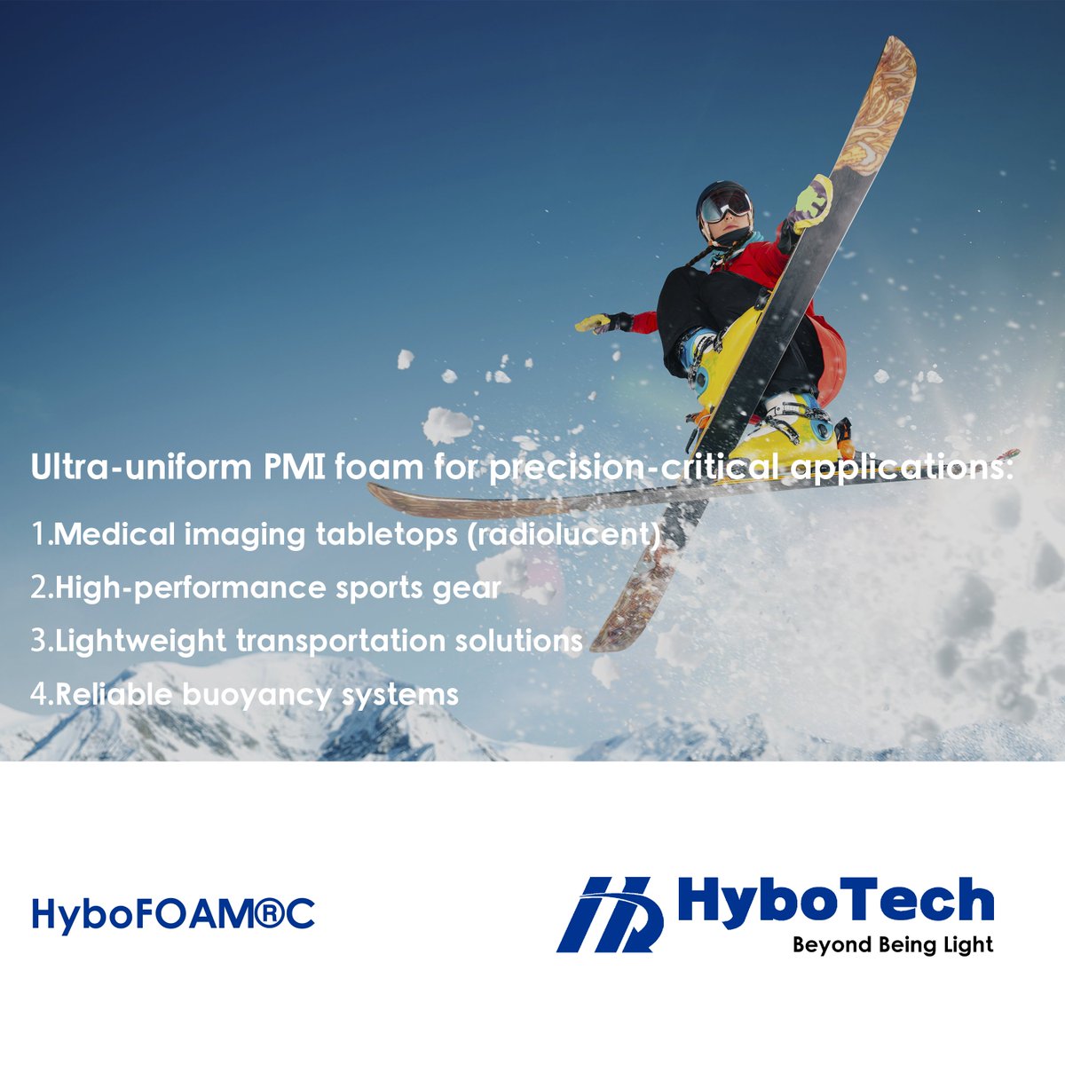 hybofoam's tweet image. ️ Our aerospace-grade PMI foam powers next-gen ski designs—ultra-light, insanely tough, and 100% halogen-free.  Turn heads on the slopes with the world’s leading lightweight material. Ready to redefine speed? hybotech.com 
#SkiPerformance #LightweightEngineering