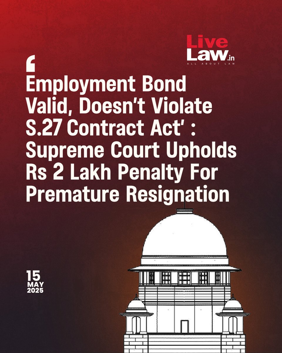 The restrictive covenant prescribing a minimum term cannot be said to be unconscionable, unfair or unreasonable, the Court held.
Read more: t.ly/P9Iug
#SupremeCourt