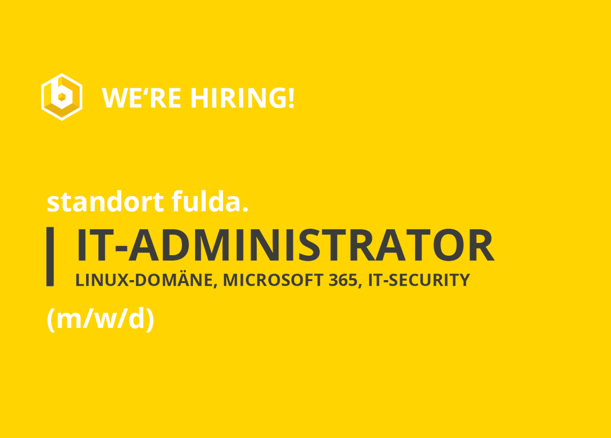 🚀 IT-Admins mit Linux-Leidenschaft aufgepasst! Wir suchen dich!

📍Standort: Fulda 🖥 Position: IT-Administrator (m/w/d) – Linux-Domäne | Microsoft 365 | IT-Security

Alle Details unter: becongmbh.recruitee.com/o/it-administr…

👉 Neugierig geworden? Dann bewirb dich direkt bei uns! 💛