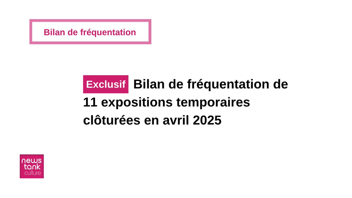 [EXPOSITIONS] Retour sur les bilans de fréquentation de 11 expositions clôturées en avril 2025 : culture.newstank.fr/article/view/3…

<a href="/mdc_confluences/">musée des Confluences</a> <a href="/GrandPalaisRmn/">Le Grand Palais</a> <a href="/madparisfr/">MAD Paris</a> <a href="/Citedelarchi/">Cité de l'archi</a>  <a href="/Versailles/">Versailles</a> <a href="/Macval/">MAC VAL │ Musée d’art contemporain du Val-de-Marne</a> <a href="/mbar_officiel/">Musée des beaux-arts de Rennes</a>