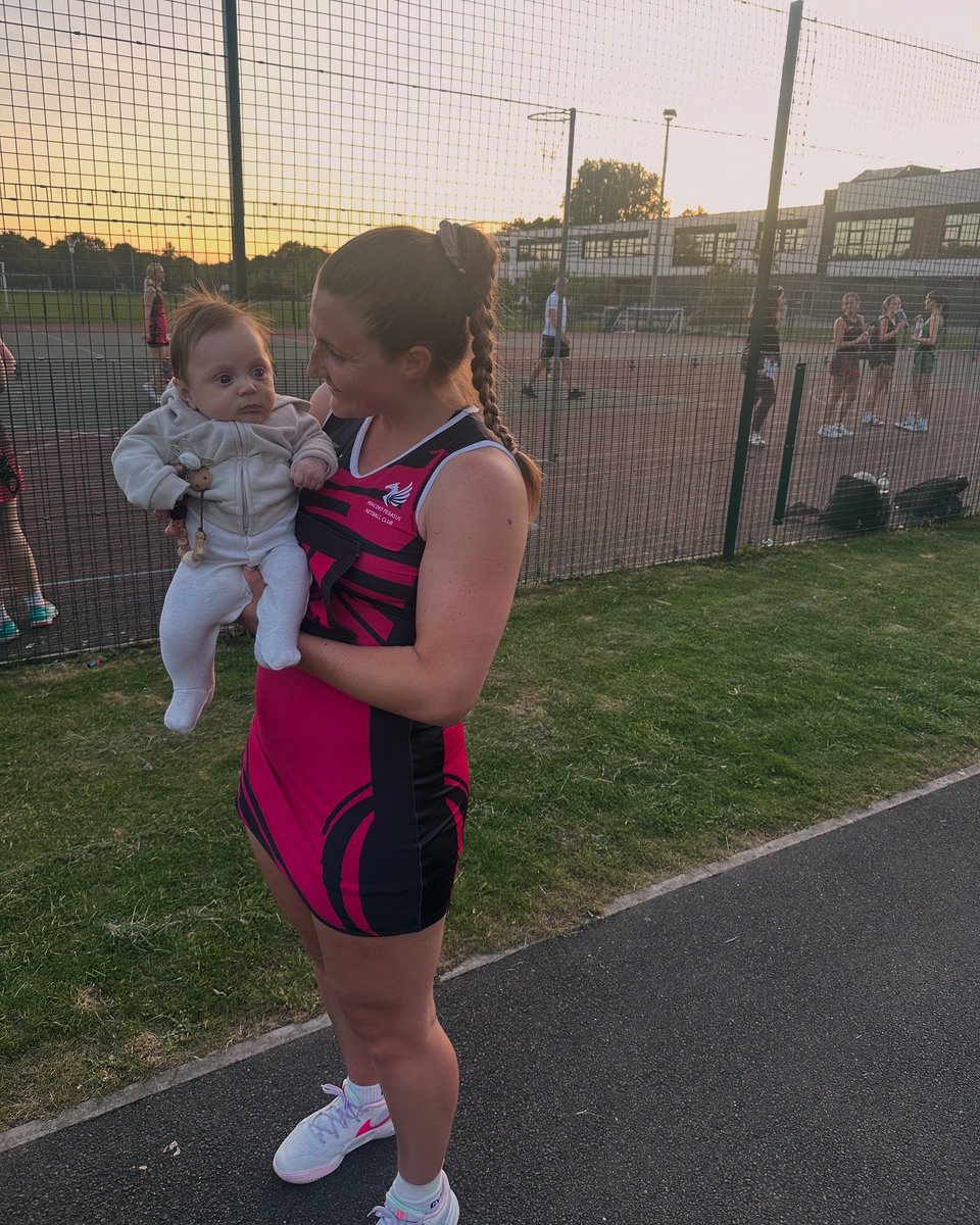 14 weeks post C section, 2 weeks of being able to train fully again and back to netball after many years out with a couple of plates and screws added in the ankle … but even more special having a new supporter on the sideline 🫶