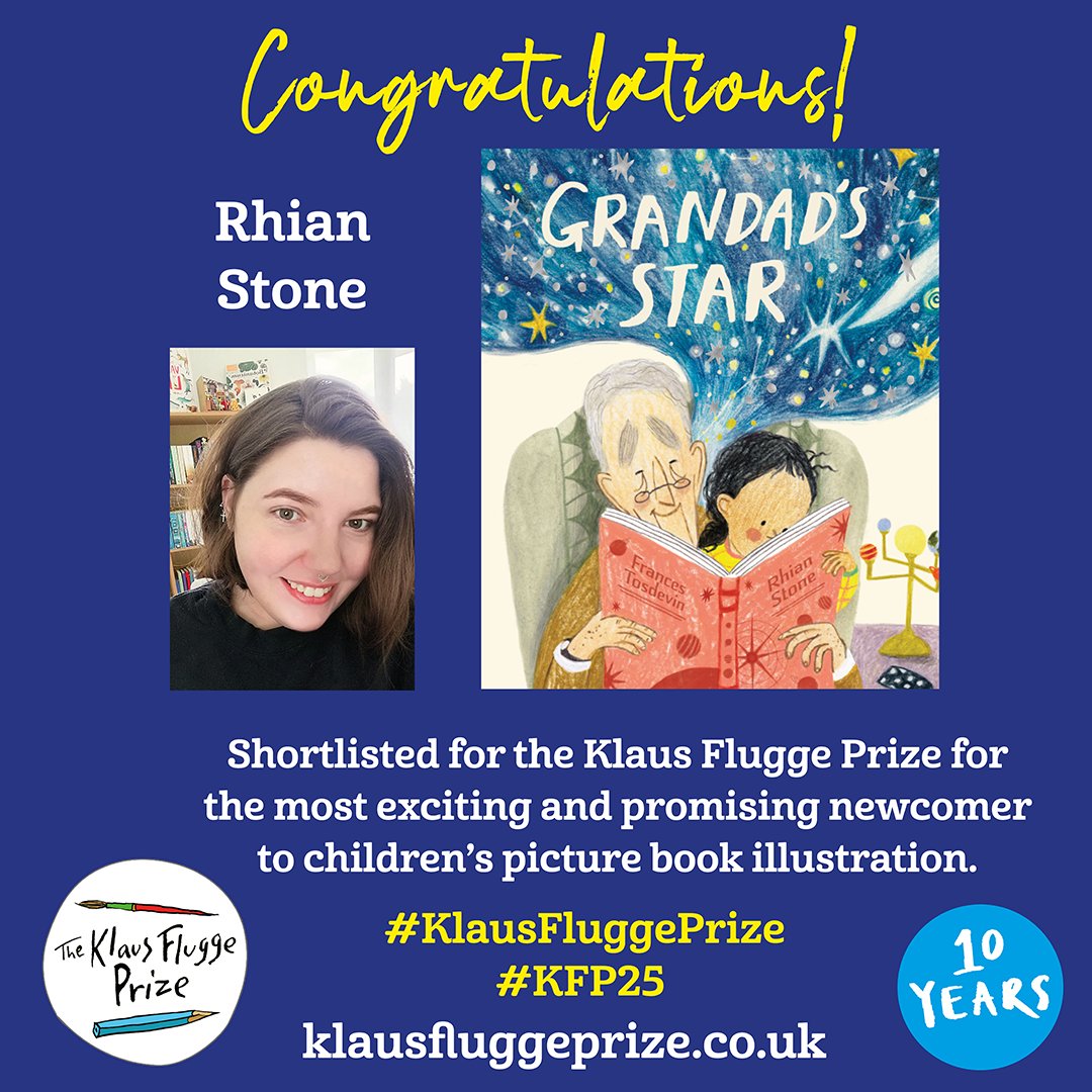 Klaus Flugge Prize (@klausfluggepr) on Twitter photo Congratulations Rhian Stone, shortlisted for the 2025 #KlausFluggePrize with Grandad's Star, written by Frances Tosdevin <a href="/books_rocket/">Rocket Bird Books</a> Ourjudges admire the sense of feeling created in the illustrations and strong sense of narrative. klausfluggeprize.co.uk Congratulations Rhian Stone, shortlisted for the 2025 #KlausFluggePrize with Grandad's Star, written by Frances Tosdevin <a href="/books_rocket/">Rocket Bird Books</a> Ourjudges admire the sense of feeling created in the illustrations and strong sense of narrative. klausfluggeprize.co.uk