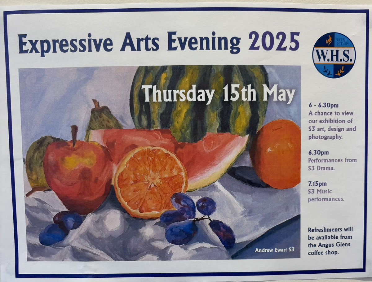 Please come along tonight to support our S3 <a href="/WebstersHigh/">WebstersHigh</a> artists, musicians &amp; actors. Living our values! Doors open <a href="/6pm/">Follow us @Shop6pm!</a> 🎨🎭🎶