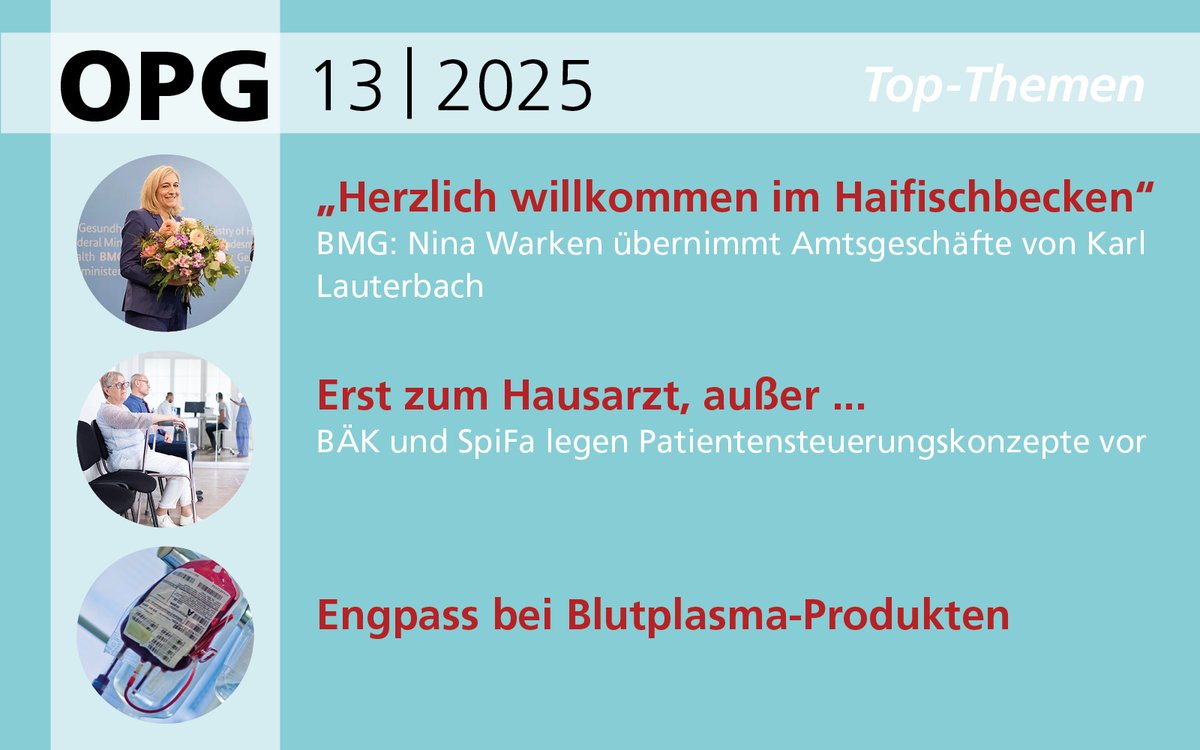 PA_Gesundheit (@pa_gesundheit) on Twitter photo Der neue #OPG ist draußen.
🗞️Amtsübergabe: Auf <a href="/Karl_Lauterbach/">Prof. Karl Lauterbach</a> folgt <a href="/ninawarken/">Nina Warken</a>
🗞️ Patientensteuerung: <a href="/BAEKaktuell/">Bundesärztekammer</a> und <a href="/SpiFa_eV/">SpiFa e.V.</a> legen Konzepte vor
🗞️Therapievorschläge: Wie das Gesundheitssystem geheilt werden kann <a href="/degampraesident/">Martin Scherer</a>
📰Zur Ausgabe 👉 pa-gesundheit.de/opg/opg-online… Der neue #OPG ist draußen.
🗞️Amtsübergabe: Auf <a href="/Karl_Lauterbach/">Prof. Karl Lauterbach</a> folgt <a href="/ninawarken/">Nina Warken</a>
🗞️ Patientensteuerung: <a href="/BAEKaktuell/">Bundesärztekammer</a> und <a href="/SpiFa_eV/">SpiFa e.V.</a> legen Konzepte vor
🗞️Therapievorschläge: Wie das Gesundheitssystem geheilt werden kann <a href="/degampraesident/">Martin Scherer</a>
📰Zur Ausgabe 👉 pa-gesundheit.de/opg/opg-online…