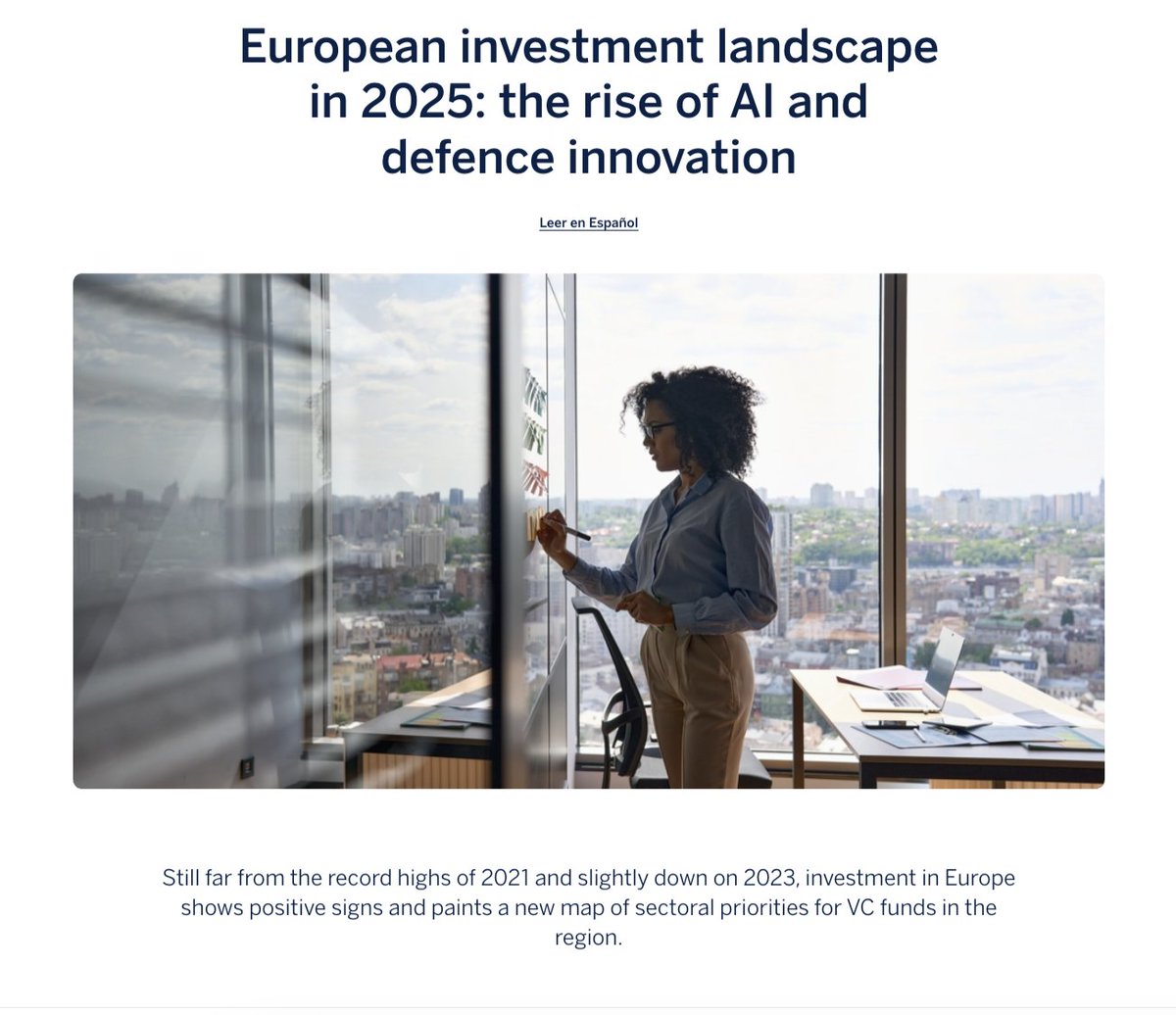🇪🇺 The European tech investment landscape is evolving, with new sector priorities for VC funds in the region, according to <a href="/BBVASpark/">BBVA Spark</a>'s "European Investment Outlook 2025."

🌍 Our Founding Partner, Nico Goulet, shares his insights in the article here: bbvaspark.com/contenido/en/n…