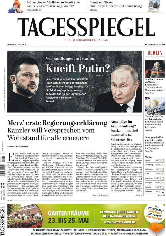 barbossa1972's tweet photo. «����утин сдрейфил?» — обложка свежего номера газеты Tagesspiegel 

Вот тут говорят, что путин струсил. А может ему просто сложно выйти из зоны комфорта с бронированными дверями. Ему вообще сложно выходить в люди, которые его не ценят. Реальность такая тревожная и неблагодарная. Вот он и ��редпочитает бетонный мир, построенный лично для него ангелами-хранителями из ФСО. Там ему хорошо. Там он великий, мудрый и бесстрашный.

Впрочем, у каждого человека есть зона комфорта, где удобно прятаться от проблем. Где можно расслабиться в любимом уюте и быть самим собой, не боясь осуждающих взглядов. Где можно видеть в дырке на носке не плевок в нормы приличия, а прорыв за пределы носочной морали. Где, закрыв глаза приятно убеждать себя, что ты еще чего-то стоишь, особенно когда обесцениваешь других. Там можно даже не зажмуриваться при виде осточертевш��й р��жи и смотреть в зеркало с открытыми глазами. Там можно расслабиться у газовой плиты словно у ками��а. Там можно наливать вино в пивную кружку и подавать его к соленым огурцам.  Там можно скрестить смокинг со спортивными штанами, слушать шансон после Пинк Флойд и произносить с чувством полного удовлетворения:
- Весь мир сошел с ума. И только я эталон душевного здоровья.

Главное, в зоне комфорта долго не задерживаться. Иначе она превратится в похожий на склеп уют, где царит вечный покой. Где штиль заменил бурю жизни, где страх перед реальностью загоняет в сон. Летаргический сон, но с коммунальными платежами. Не успеешь оглянуться, как зона ком��орта превр��тится в тюрьму комфортного режима. В которой можно остаться навсегда в спортивном смокинге и долго солить огурцы в винных бочках.

Лучше из нее выходить как ��ожно чаще. Если не можешь выйти, то выпрыгивай, если не можешь прыгать – ползи из последних сил. Одним ловом – беги, закусив губу до крови и выломав, если придется, дверь. Иначе будет поздно. Побег станет слишком затруднительным, а решетки комфорта не возьмет даже бензопила. Уют строгого режима любит беглецов от реальности. Он ухаживает за ними, словно доктор и предлагает санаторный распорядок дня. На завтрак - побег от проблем, на обед - бегство от стресса, на ужин - вечный сон под пьяные песни. Тюрьма комфортного режима не терпит суеты и свободы. Там шаг вправо – страх, шаг влево – ужас, прыжок на месте – паническая атака.

И если «очаг стабильности» простого человека, заканчивается, как правило, продавленным диваном, то зона комфорта вождя имеет влияние на всю страну. Даже если вождь напом��нает бешенную крысу на крыльях мутировавшей моли. Тем более, у такого лидера есть склеп со всеми удобствами. Этакая обитель спокойствия с планировкой подземного бункера. Место где он может наконец снять пуленепробиваемое белье и не бояться, что кто-то крикнет – «а король то голый». Любимый бронированный уют с милыми седалищному нерву чемоданами государственного значения. С полком охраны, ротой дегустаторов, взводом двойников и холуйским хором быстрого реагирования. Когда вождю страшно, когда у него бессонница от горького ощущения что его снова обманули и мокрой гербовой пижамы, или, когда злые комплексы начинают водить хороводы и уменьшать его вес в истории, хор затягивает колыбельную. Про березы, что вырастут посреди со��женного Вашингтона, про русский дух в каждом берлинском туалете, про Тарас Бульбу, что вскоре придет на поклон. И чем дольше такой вождь «спит» под колыбельную величия и видит во сне шапку Мономаха похожую на буденовку, тем сильнее он отрывается от реальности. И тем сильнее желает продлить свой сладкий сон до вечности. А чтобы никто не посмел разбудить его раньше смерти, он превратил в зону всю страну. Комфорта в ней нет, зато много зашитых ртов и приговоров.  А может, если захочет, превратить все вокруг в ядерный пепел. Это уж как до��едется.  Комфорт великог�� вождя дорого стоит. Особенно, для его подданных.