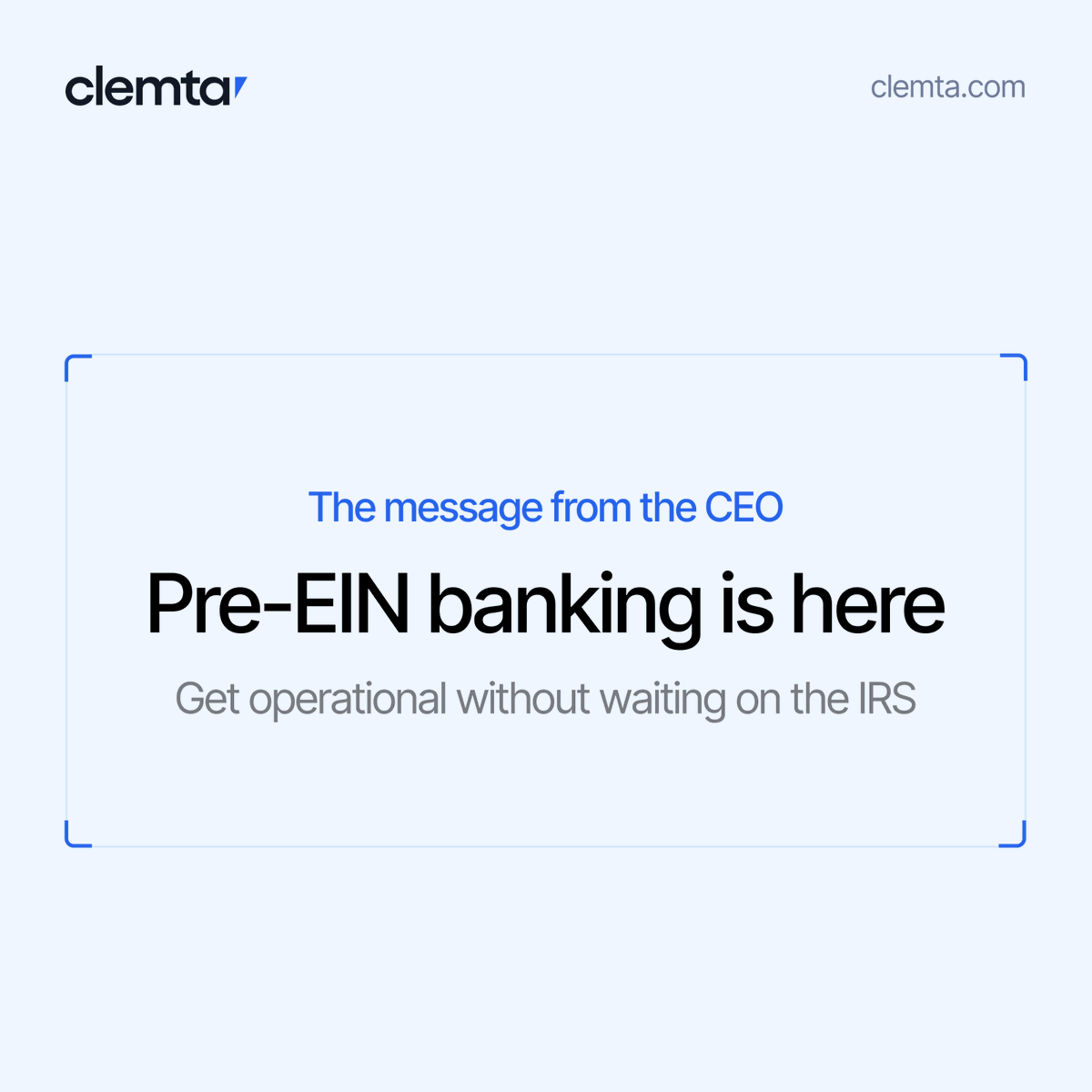 Clemta (@clemta_us) on Twitter photo Big News from Clemta! ๐จ
You can now open a U.S. business bank account even before getting your EIN.
Yes, you read that right: Pre-EIN banking is here. ๐
A personal note from our CEO <a href="/ilasencan/">ฤฐlayda ลencan</a> on what this means for global founders.
๐๐๐
Dear Clemta Family,
Thanks to Big News from Clemta! ๐จ
You can now open a U.S. business bank account even before getting your EIN.
Yes, you read that right: Pre-EIN banking is here. ๐
A personal note from our CEO <a href="/ilasencan/">ฤฐlayda ลencan</a> on what this means for global founders.
๐๐๐
Dear Clemta Family,
Thanks to