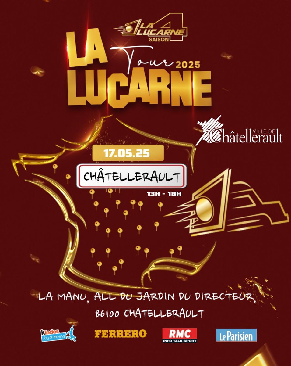 La Lucarne Officielle (@lalucarneoff) on Twitter photo Le Lucarne Tour 2025 sâarrĂȘte Ă  ChĂątellerault ce samedi 17 mai !
✠RDV de 13h Ă  18h
đ La Manu â AllĂ©e du Jardin du Directeur, 86100
Viens viser la lucarne la plus célÚbre du monde
et tente de te qualifier pour la finale du 30 août !
<a href="/Chatellerault86/">VilleChatellerault</a> 
#LucarneTour2025 Le Lucarne Tour 2025 sâarrĂȘte Ă  ChĂątellerault ce samedi 17 mai !
✠RDV de 13h Ă  18h
đ La Manu â AllĂ©e du Jardin du Directeur, 86100
Viens viser la lucarne la plus célÚbre du monde
et tente de te qualifier pour la finale du 30 août !
<a href="/Chatellerault86/">VilleChatellerault</a> 
#LucarneTour2025