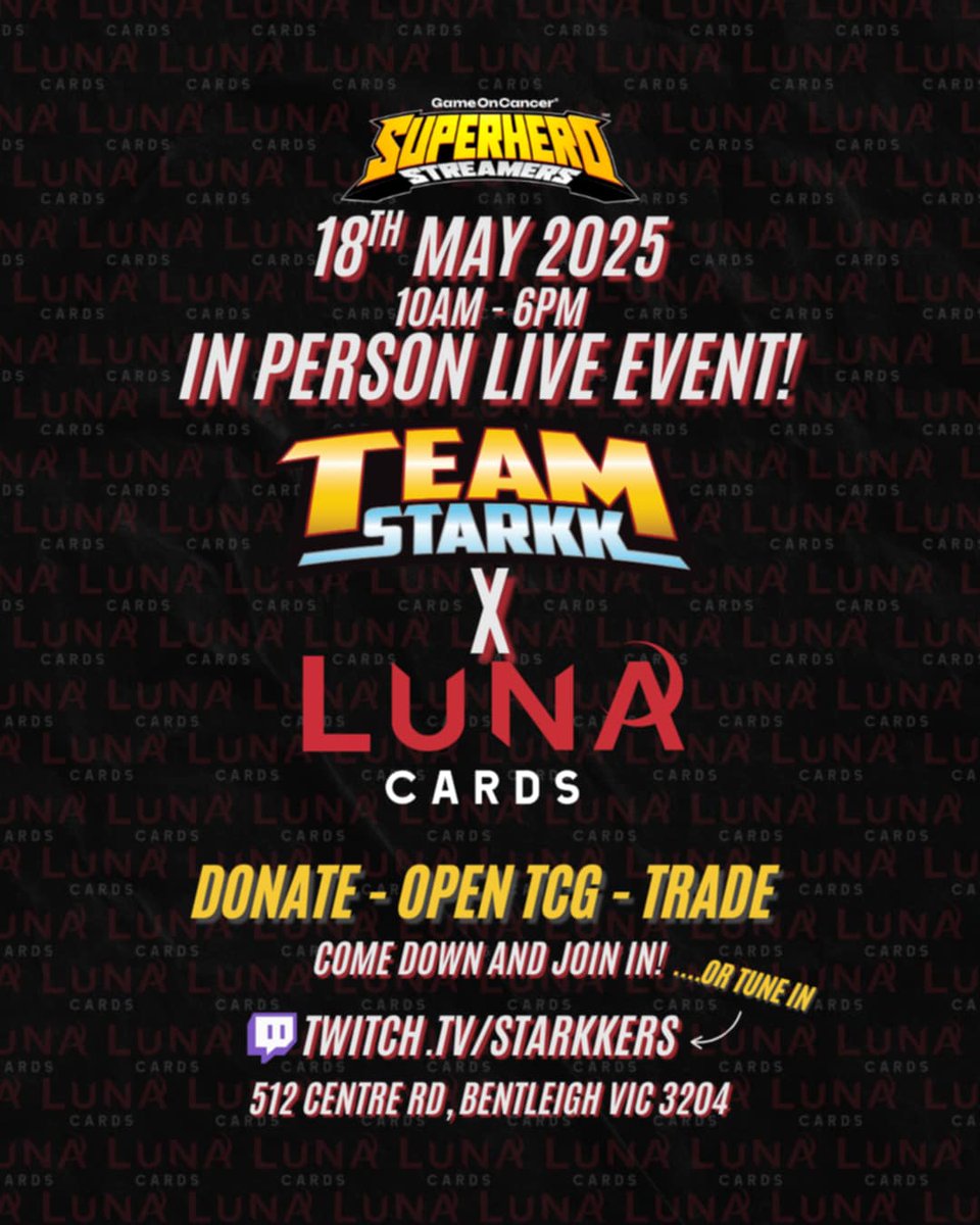 แต๐
๐
_Zombies ๎จ (@mob_zombies) on Twitter photo AAA GET YOURSELF DOWN TO LUNA CARDS AT 10AM FOR <a href="/Starkkers/">Starkkers ๐ค</a> <a href="/GameOn_Cancer/">Game On Cancerยฎ</a> EVENT
WE DARE YOU AAA GET YOURSELF DOWN TO LUNA CARDS AT 10AM FOR <a href="/Starkkers/">Starkkers ๐ค</a> <a href="/GameOn_Cancer/">Game On Cancerยฎ</a> EVENT
WE DARE YOU