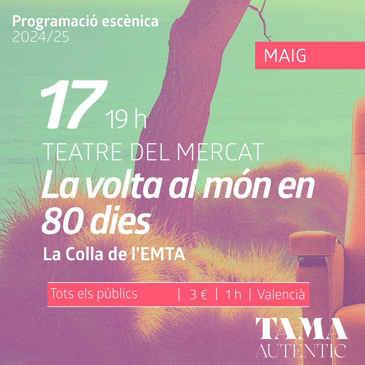 TAMA. Teatre Auditori Municipal d'Aldaia (@tamaldaia) on Twitter photo 🌍✈️ La volta al món en 80 dies sense eixir d'Aldaia!
Gaudeix d'aquesta aventura a càrrec de La Colla de l'EMTA.
🗓 17 de maig | 🕖 19 h
📍 Teatre del Mercat
🎟 Taquilla i tinyurl.com/h2zs974e
✨ El viatge comença a l'escenari... no te'l perdes!
#AutènticTAMA <a href="/Ajuntaldaia/">Ajuntament d'Aldaia</a> 🌍✈️ La volta al món en 80 dies sense eixir d'Aldaia!
Gaudeix d'aquesta aventura a càrrec de La Colla de l'EMTA.
🗓 17 de maig | 🕖 19 h
📍 Teatre del Mercat
🎟 Taquilla i tinyurl.com/h2zs974e
✨ El viatge comença a l'escenari... no te'l perdes!
#AutènticTAMA <a href="/Ajuntaldaia/">Ajuntament d'Aldaia</a>