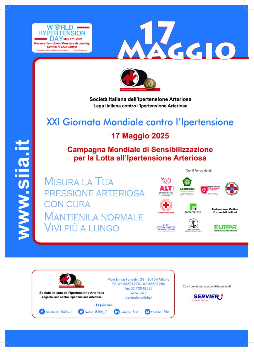 Unipd Medicina (@unipd_medicina) on Twitter photo IXXI giornata mondiale dell'Ipertensione Arteriosa
sabato 17 Maggio 2025: Teresa M. Seccia del Centro di riferimento regionale per l'Ipertensione Arteriosa di Padova, sarĂ a disposizione in Aula A all'8 piano del Policlinico, dalle 9 alle 13, per 25 persone alla volta <a href="/UniPadova/">UniversitĂ di Padova</a> IXXI giornata mondiale dell'Ipertensione Arteriosa
sabato 17 Maggio 2025: Teresa M. Seccia del Centro di riferimento regionale per l'Ipertensione Arteriosa di Padova, sarĂ a disposizione in Aula A all'8 piano del Policlinico, dalle 9 alle 13, per 25 persone alla volta <a href="/UniPadova/">UniversitĂ di Padova</a>