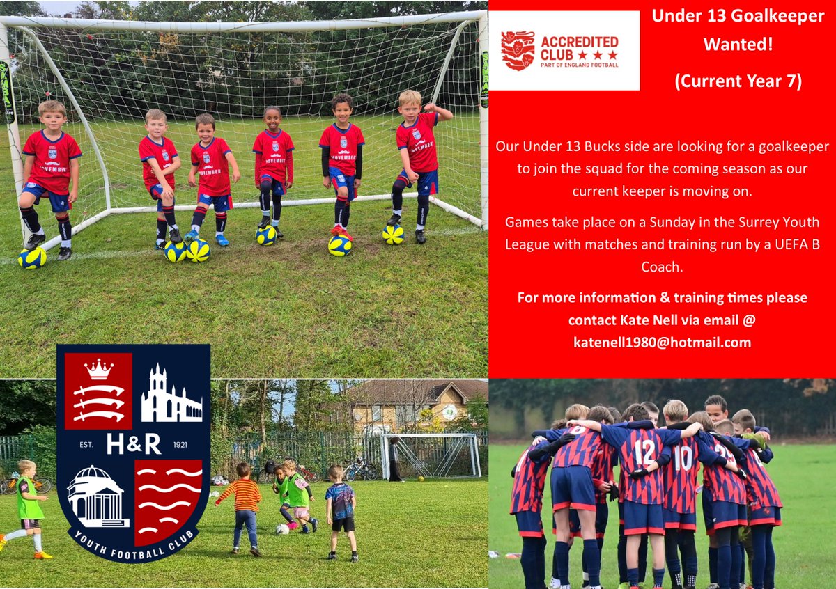 *** Recruitment Post ****
Our current U12 Bucks are on the look out for a goalkeeper next season. All information below, get in contact if interested!