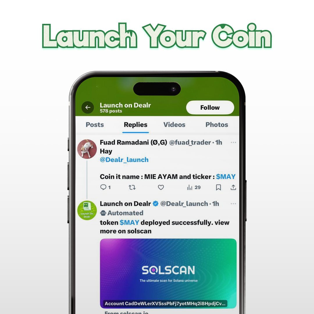 Creators can create coins + dev check + holder check directly on X.
Link your X once—reply and tag <a href="/Dealr_launch/">Launch on Dealr</a> with your request.
DM's open for any questions.