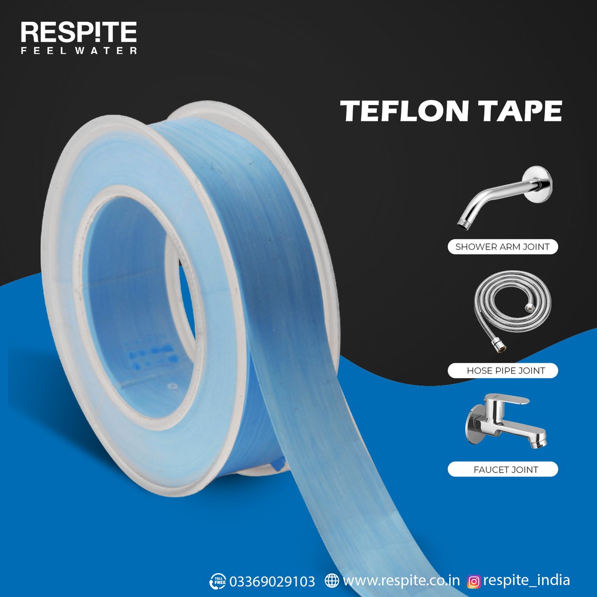 respiteindia01's tweet photo. Seal it Right with Respite Teflon Tape – Your Leak-Proof Partner! 💧🔧
#TeflonTape #LeakProof #PlumbingSolutions #RespiteFeelWater #BathroomFixes #WaterTightSeal #DIYPlumbing #FaucetFix #HosePipeJoint #ShowerArmJoint4o https://t.co/C6SZkEXYF8