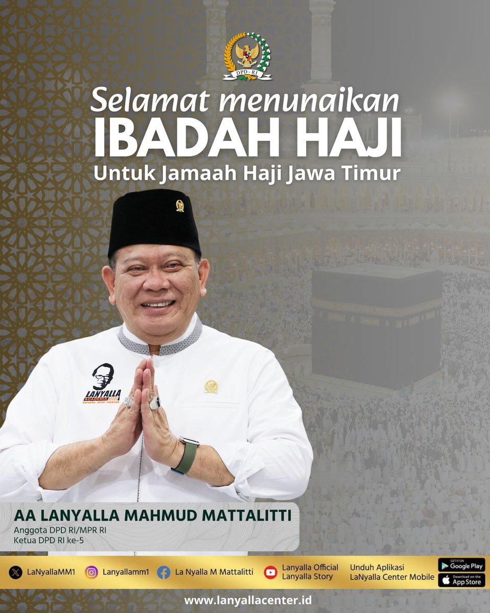 Selamat menunaikan ibadah haji, Jamaah Haji Jawa Timur 2025

Semoga menjadi haji yang mabrur, kembali ke tanah air dalam keadaan selamat, dan membawa keberkahan bagi keluarga serta masyarakat.

#lanyalla #dpdri #haji2025 #JawaTimur